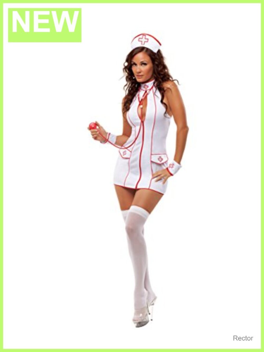 Frisky Nurse Costume Dress Headpiece Stethoscope Cuffs Adult